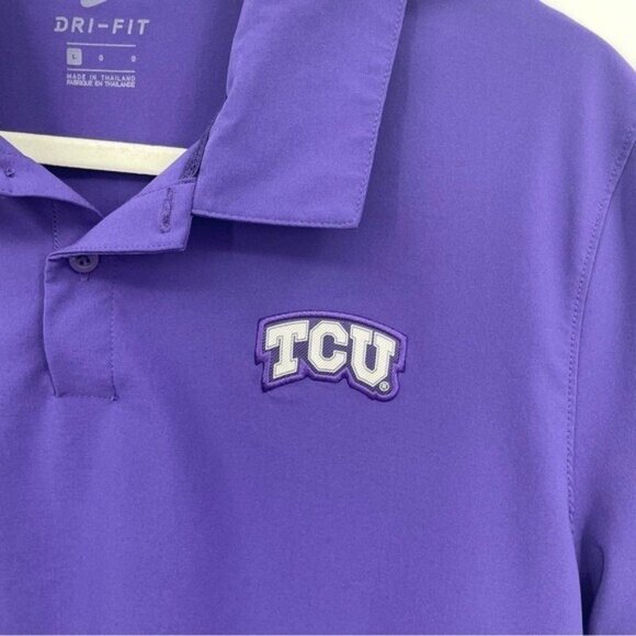 TCU HORNED FROGS NIKE DRY Polo Shirt Sz L Purple Dri-Fit On Field CQ5283 - Picture 3 of 11